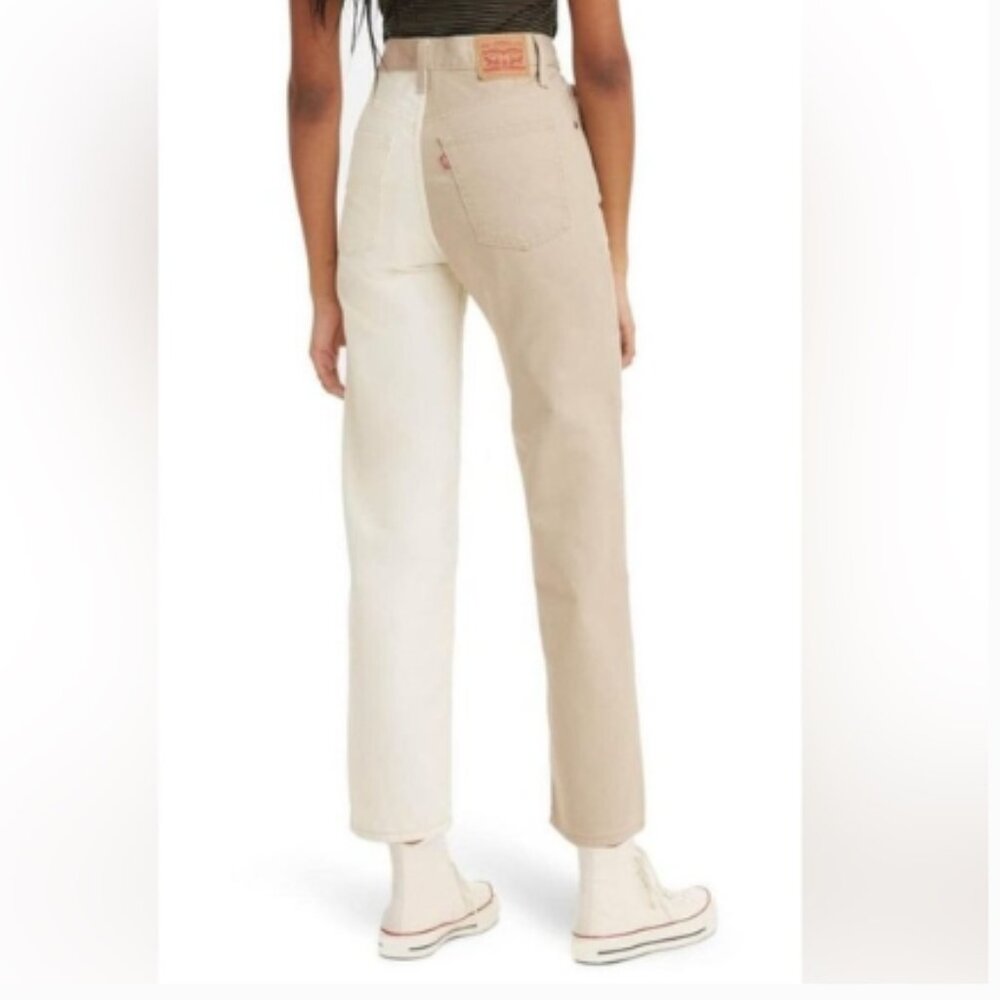 Levis Two-Tone Ribcage Straight Ankle Denim Jeans